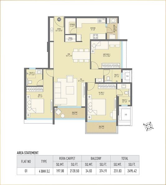 Tower B-3 BHK(E)